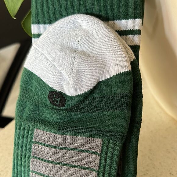 NWT University of North Texas Strideline Green Socks M/L Knit Striped Crew Sport - Picture 7 of 9